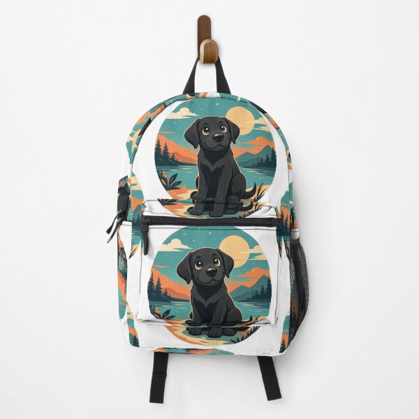 Item preview, Adventurous Black Labrador – Retro Illustration of a Dog by a Mountain Lake designed and sold by Goodthingstree.