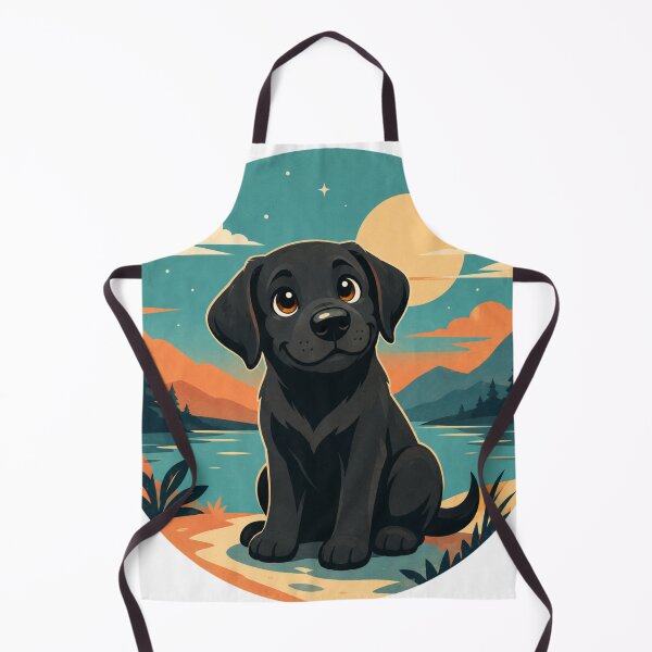 Item preview, Adventurous Black Labrador – Retro Illustration of a Dog by a Mountain Lake designed and sold by Goodthingstree.