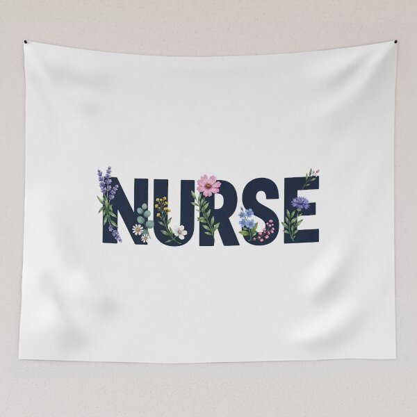 Item preview, NURSE Navy Botanical Typography designed and sold by YNELENT.