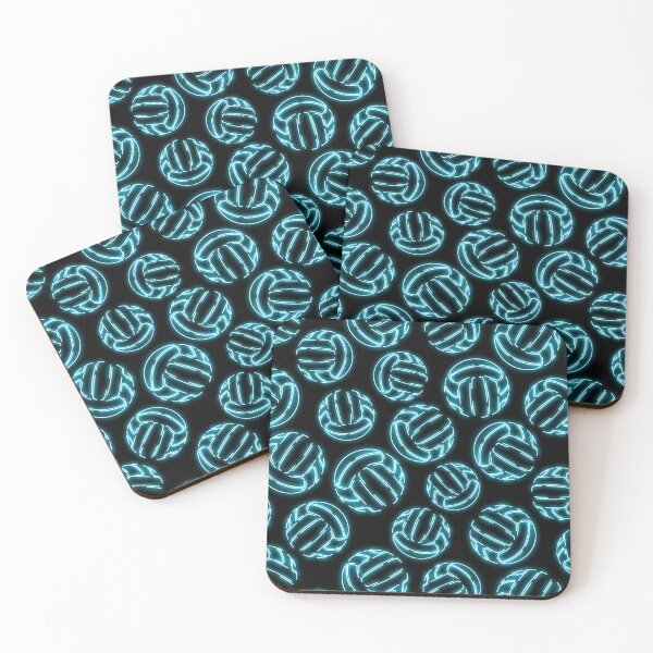 Item preview, Blue neon glow line art sketch volleyballs designed and sold by katzdzynes.