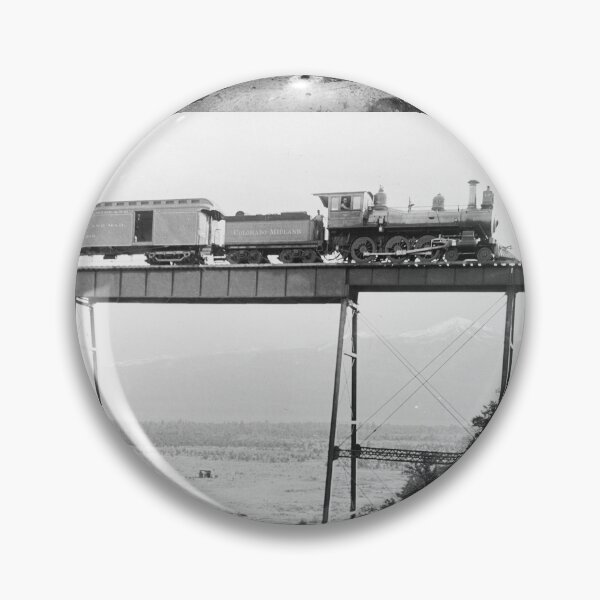 Item preview, 1880 high railroad bridge near Buena Vista, Colorado with railway train vintage black and white fine art print photograph  designed and sold by Astrid Arkhangelsky.
