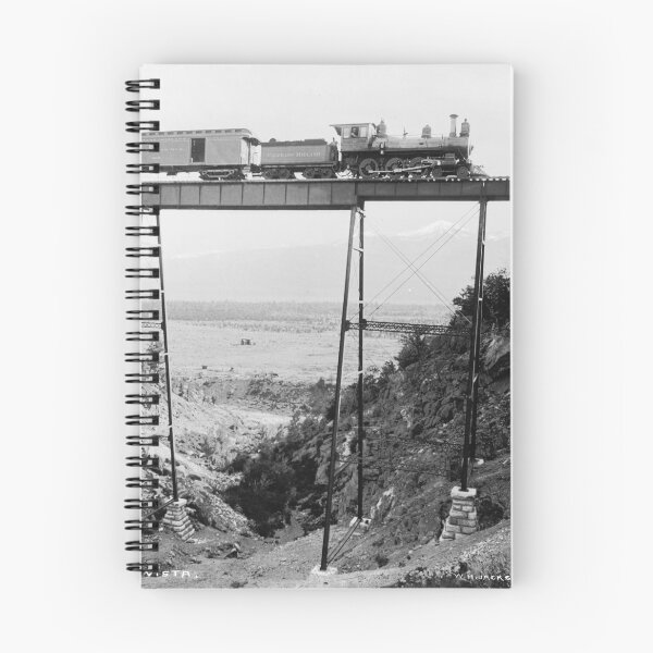 Item preview, 1880 high railroad bridge near Buena Vista, Colorado with railway train vintage black and white fine art print photograph  designed and sold by Astrid Arkhangelsky.