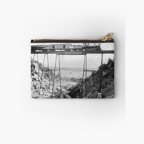 Item preview, 1880 high railroad bridge near Buena Vista, Colorado with railway train vintage black and white fine art print photograph  designed and sold by Astrid Arkhangelsky.
