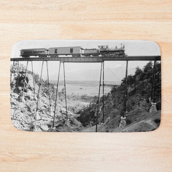Item preview, 1880 high railroad bridge near Buena Vista, Colorado with railway train vintage black and white fine art print photograph  designed and sold by Astrid Arkhangelsky.