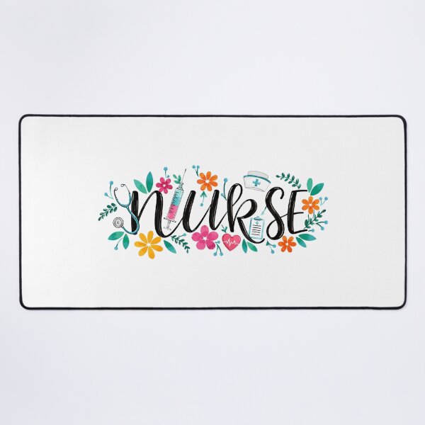 Item preview, NURSE Handwritten Floral Script designed and sold by YNELENT.