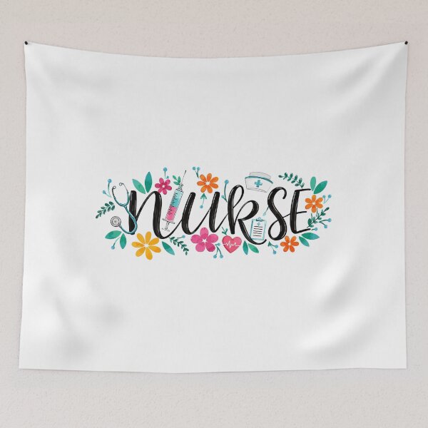 Item preview, NURSE Handwritten Floral Script designed and sold by YNELENT.