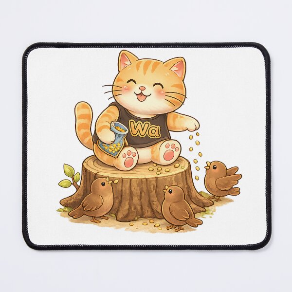 Item preview, Kawaii Orange Cat Feeding Birds Cute Cartoon Animal Design designed and sold by Wawa5656.