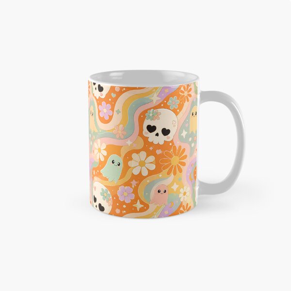Item preview, Retro 70s Wavy Daisy Skull Pattern designed and sold by Thai Vibe Studio.