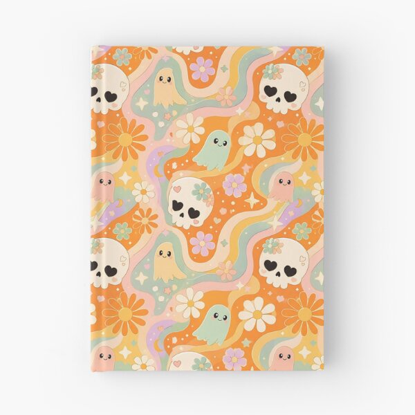 Item preview, Retro 70s Wavy Daisy Skull Pattern designed and sold by Thai Vibe Studio.