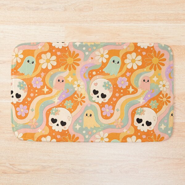 Item preview, Retro 70s Wavy Daisy Skull Pattern designed and sold by Thai Vibe Studio.