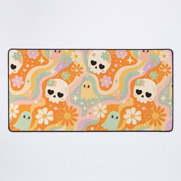 Item preview, Retro 70s Wavy Daisy Skull Pattern designed and sold by Thai Vibe Studio.