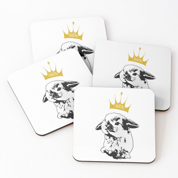 Item preview, Grumpy Bunny - Black and White Rabbit with Crown designed and sold by LittleMissTyne.