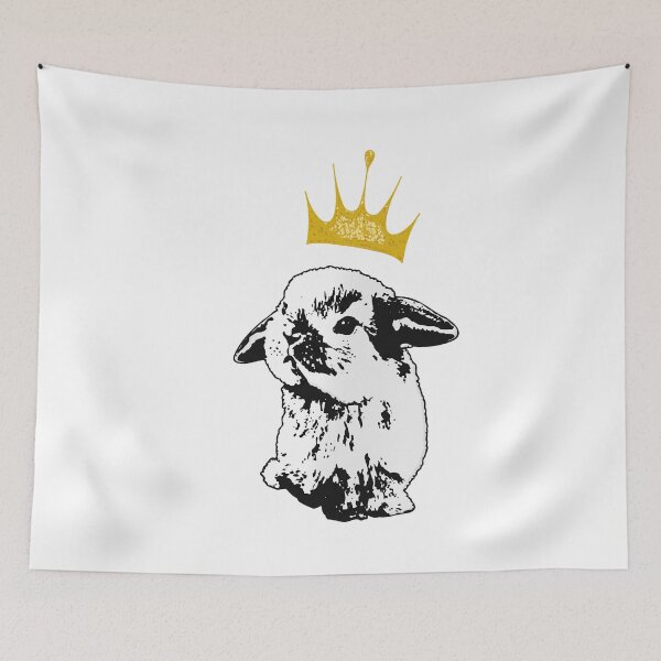 Item preview, Grumpy Bunny - Black and White Rabbit with Crown designed and sold by LittleMissTyne.