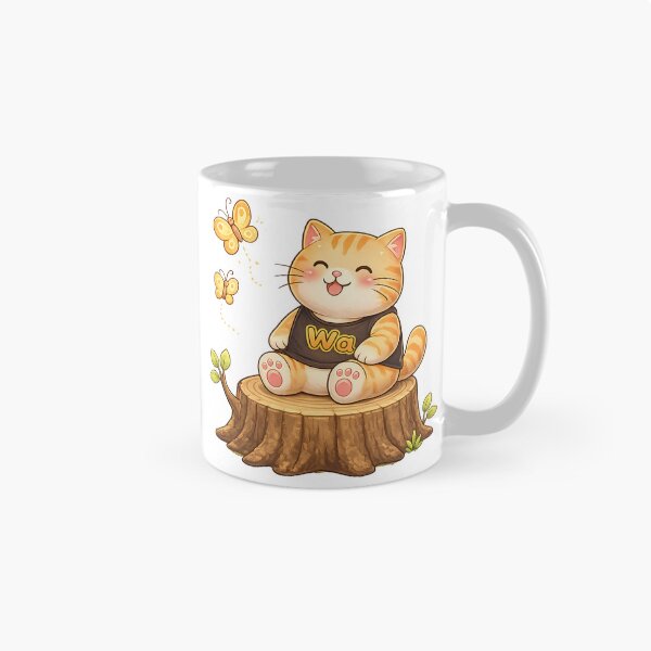 Item preview, Kawaii Orange Cat Watching Butterflies Cute Cartoon Animal Design designed and sold by Wawa5656.