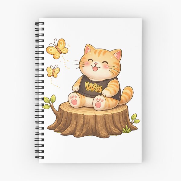 Item preview, Kawaii Orange Cat Watching Butterflies Cute Cartoon Animal Design designed and sold by Wawa5656.