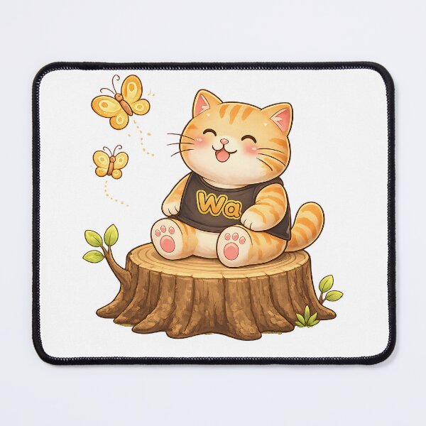 Item preview, Kawaii Orange Cat Watching Butterflies Cute Cartoon Animal Design designed and sold by Wawa5656.