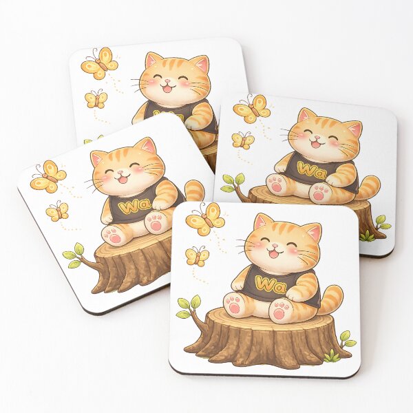 Item preview, Kawaii Orange Cat Watching Butterflies Cute Cartoon Animal Design designed and sold by Wawa5656.
