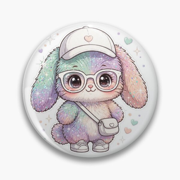 Item preview, Pastel Glitter Bunny - Mint Lavender Peach Ombre Kawaii Fashion Bunny with White Outfit designed and sold by PrettyCrypt.