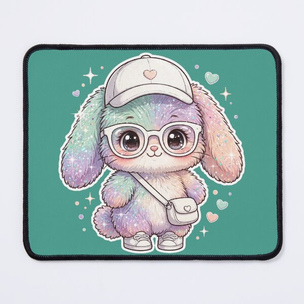 Item preview, Pastel Glitter Bunny - Mint Lavender Peach Ombre Kawaii Fashion Bunny with White Outfit designed and sold by PrettyCrypt.