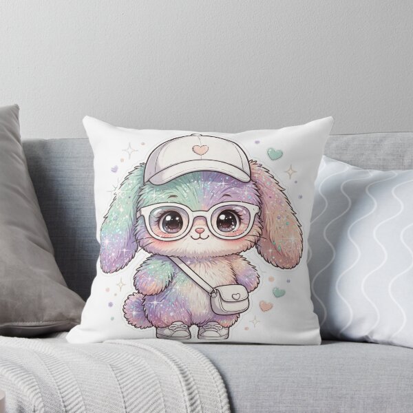 Item preview, Pastel Glitter Bunny - Mint Lavender Peach Ombre Kawaii Fashion Bunny with White Outfit designed and sold by PrettyCrypt.