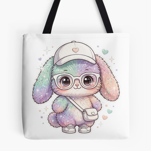 Item preview, Pastel Glitter Bunny - Mint Lavender Peach Ombre Kawaii Fashion Bunny with White Outfit designed and sold by PrettyCrypt.