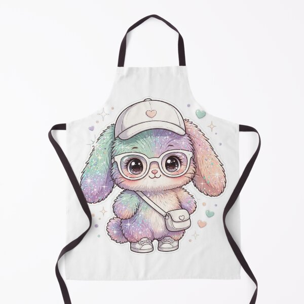 Item preview, Pastel Glitter Bunny - Mint Lavender Peach Ombre Kawaii Fashion Bunny with White Outfit designed and sold by PrettyCrypt.