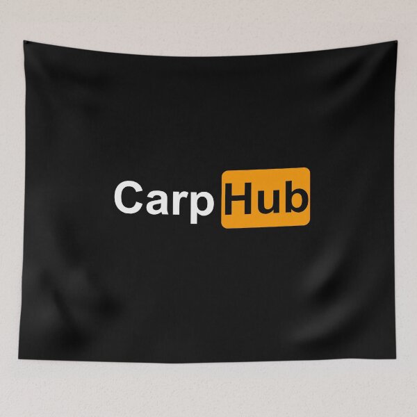 Item preview, CarpHub Funny Parody - Sarcastic Carp Fishing Logo designed and sold by GeekAnglerStore.