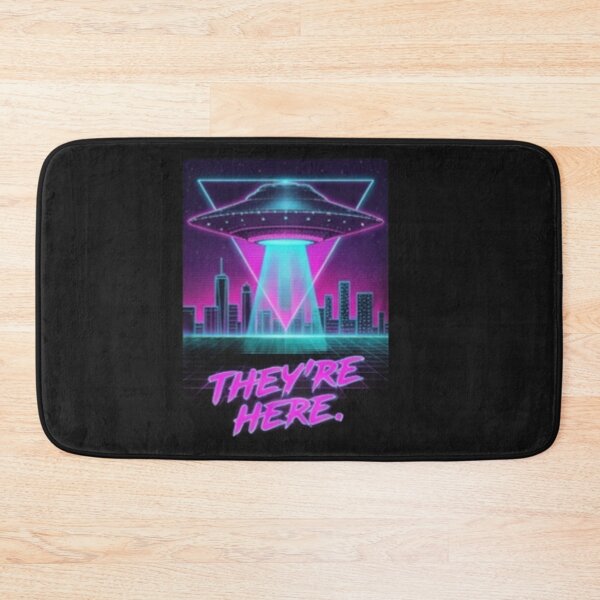 Item preview, Synthwave Retro 80s UFO Spaceship They're Here Sci-Fi T-Shirt cyberfunk designed and sold by Studio BC.