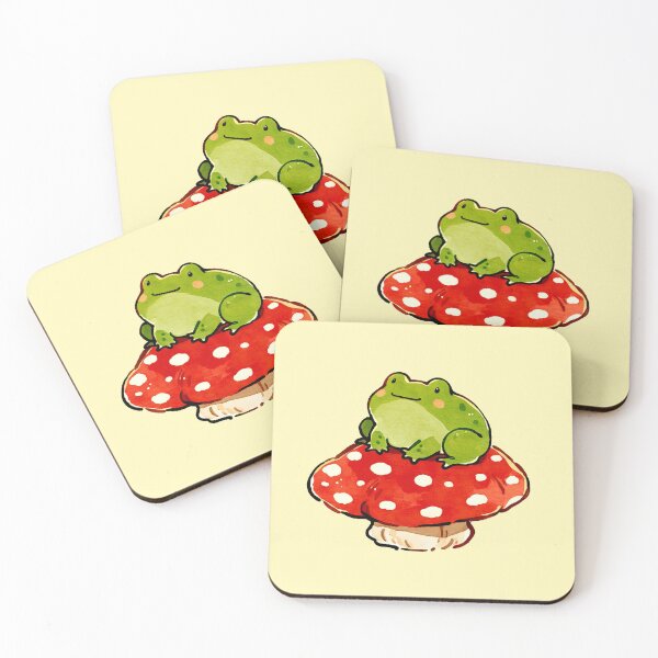 Item preview, Cute Frog Sitting On Red Mushroom designed and sold by jianina-alondra.