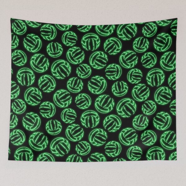 Item preview, Neon glow line art sketch volleyballs - green designed and sold by katzdzynes.