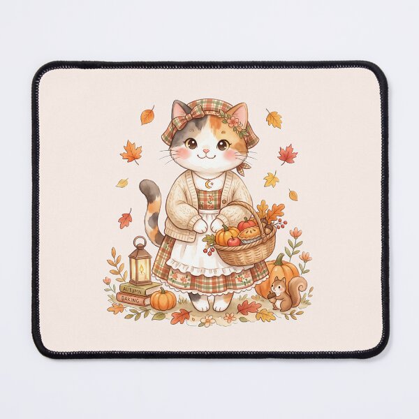 Item preview, Cozy Autumn Calico Cat: Cottagecore Harvest designed and sold by CuteKats.