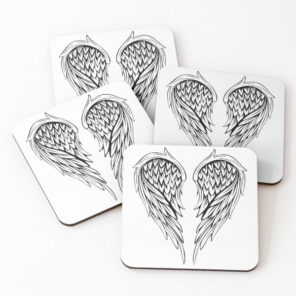 Item preview, Angel Wings Drawing | Black and White Feather Wings designed and sold by ShabanMerch.