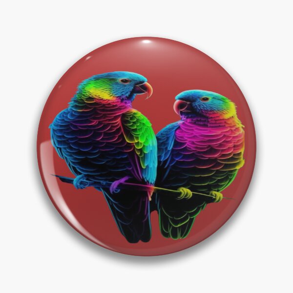 Item preview, The Colorful Duo of Tropical Love, Neon Rainbow Parrots - Pair of Parrots with Multicolored Feathers on a Black Background designed and sold by RAYBIL.