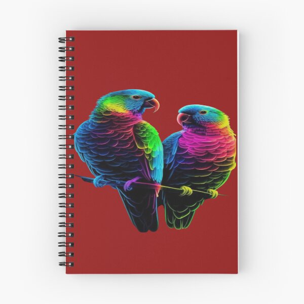 Item preview, The Colorful Duo of Tropical Love, Neon Rainbow Parrots - Pair of Parrots with Multicolored Feathers on a Black Background designed and sold by RAYBIL.