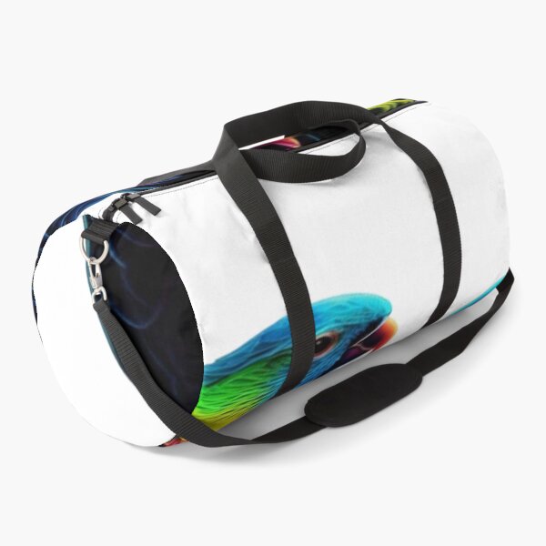 Item preview, The Colorful Duo of Tropical Love, Neon Rainbow Parrots - Pair of Parrots with Multicolored Feathers on a Black Background designed and sold by RAYBIL.