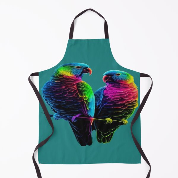 Item preview, The Colorful Duo of Tropical Love, Neon Rainbow Parrots - Pair of Parrots with Multicolored Feathers on a Black Background designed and sold by RAYBIL.