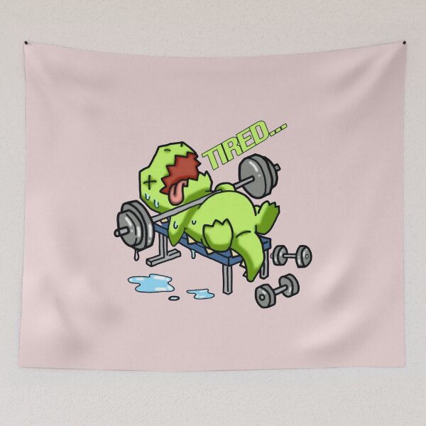 Item preview, Tired Dinosaur Weightlifting Funny designed and sold by CrewSacan.