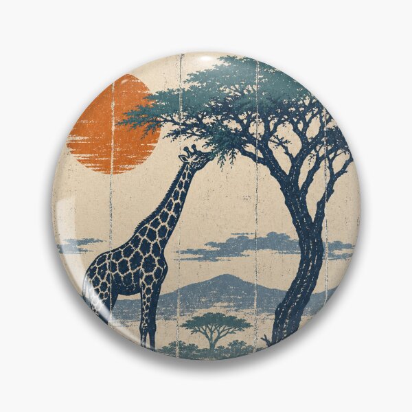 Item preview, Giraffe in the Acacia Savanna Wild Animal Nature Illustration designed and sold by VisualArtsOasis.
