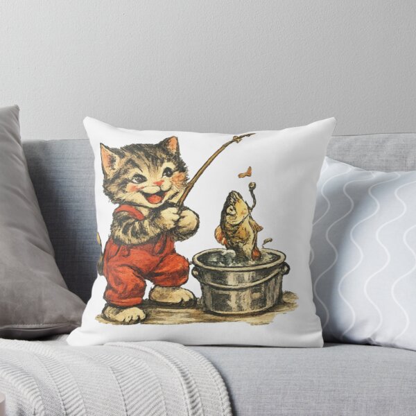 Item preview, Vintage Cat Fishing – Cute Retro Kitten with Fish designed and sold by Gbriel3.