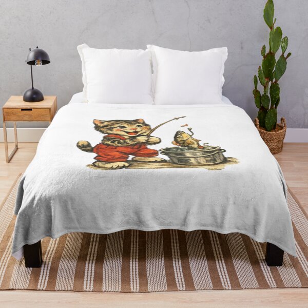 Item preview, Vintage Cat Fishing – Cute Retro Kitten with Fish designed and sold by Gbriel3.