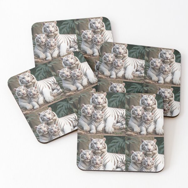 Item preview, White Tiger Family – Majestic Tiger Cubs in the Jungle designed and sold by TreatLLC.