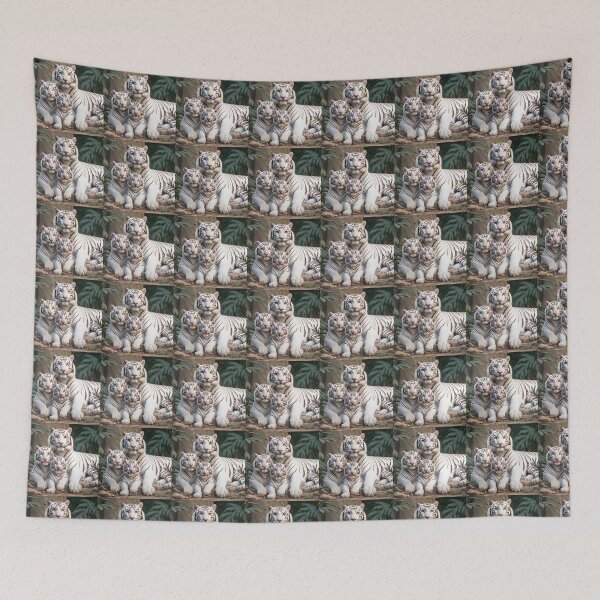 Item preview, White Tiger Family – Majestic Tiger Cubs in the Jungle designed and sold by TreatLLC.