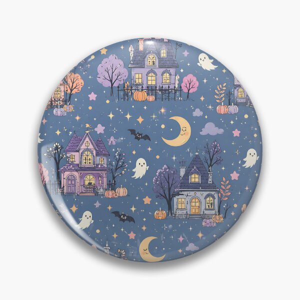 Item preview, Doodle Haunted House Crescent Moon Pattern designed and sold by Thai Vibe Studio.