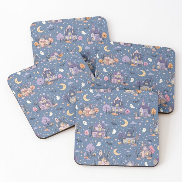 Item preview, Doodle Haunted House Crescent Moon Pattern designed and sold by Thai Vibe Studio.