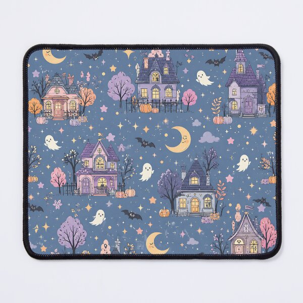 Item preview, Doodle Haunted House Crescent Moon Pattern designed and sold by Thai Vibe Studio.