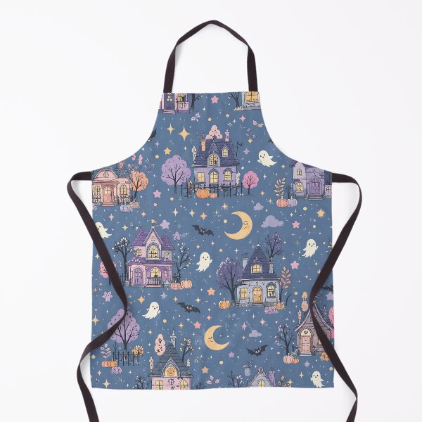 Item preview, Doodle Haunted House Crescent Moon Pattern designed and sold by Thai Vibe Studio.
