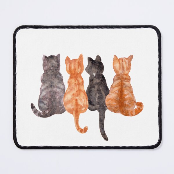 Item preview, Four Curious Cats Hand-Painted Watercolor Illustration designed and sold by andrebalest.art.