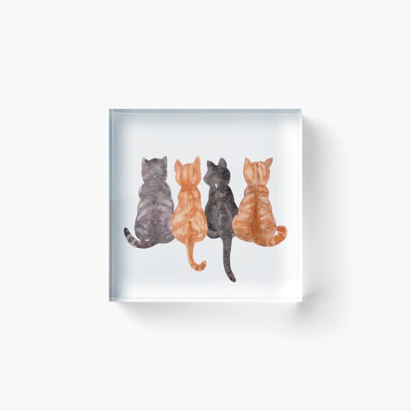 Item preview, Four Curious Cats Hand-Painted Watercolor Illustration designed and sold by andrebalest.art.