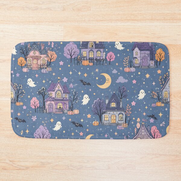 Item preview, Doodle Haunted House Crescent Moon Pattern designed and sold by Thai Vibe Studio.