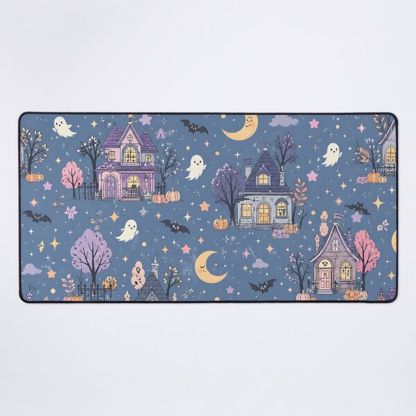 Item preview, Doodle Haunted House Crescent Moon Pattern designed and sold by Thai Vibe Studio.